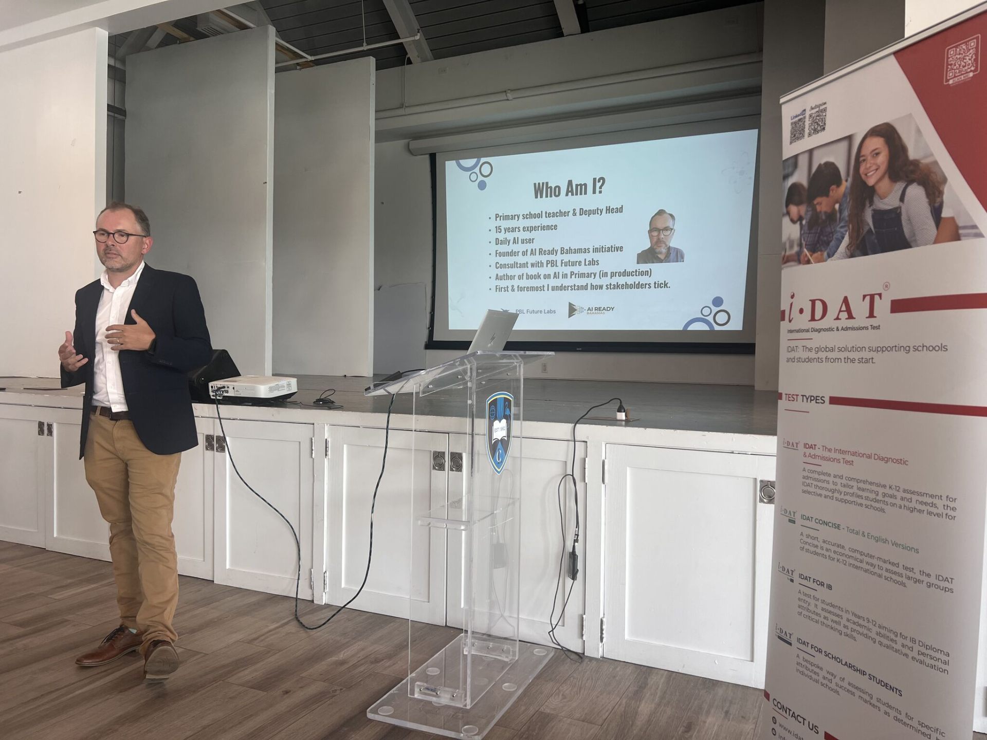 Tom Millinchip speaking at iDAT event
